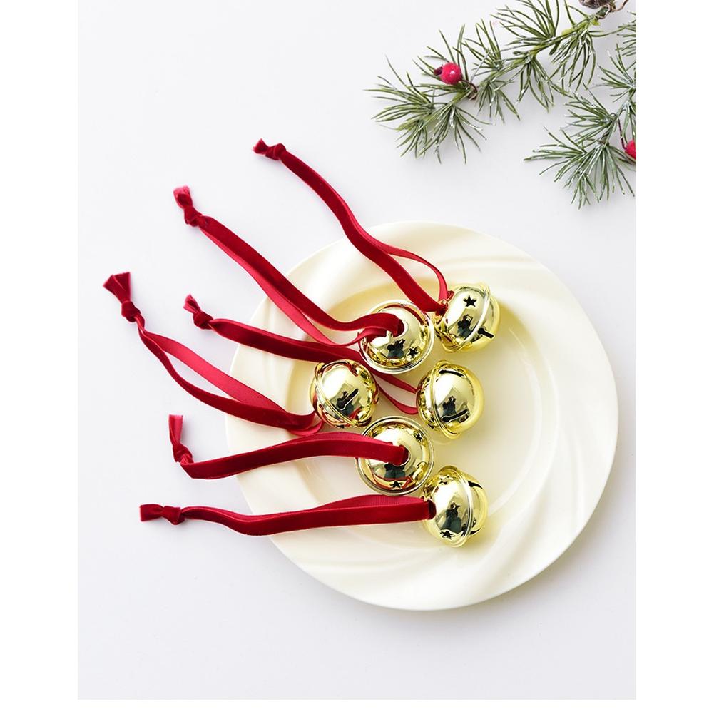 6pcs Christmas Iron Bells Ornaments Set Red Hanging Decor For Tree Modern Christmas Tree Party Decorations