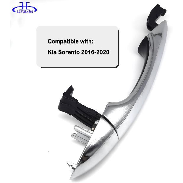 Rear Left Drive Side Chrome Exterior Door Handle W/Cover Compatible With 2016- Kia Sorento,Replaces 82651-C5010 83652-C5010