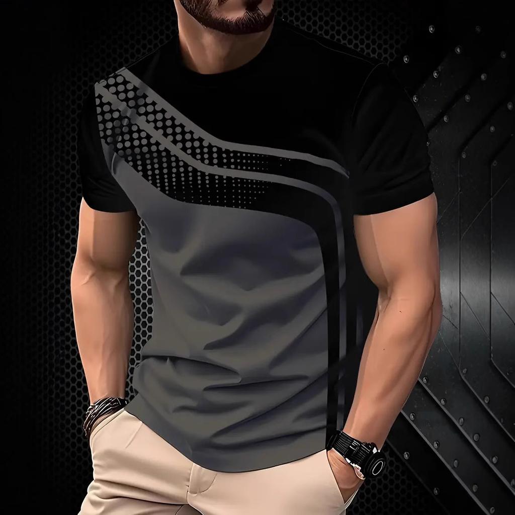 Мужская полосатая футболка с 3D-принтом, модная футболка с коротким рукавом в стиле хип-хоп, свободная повседневная футболка, дышащая, удобная, трендовая футболка с круглым вырезом