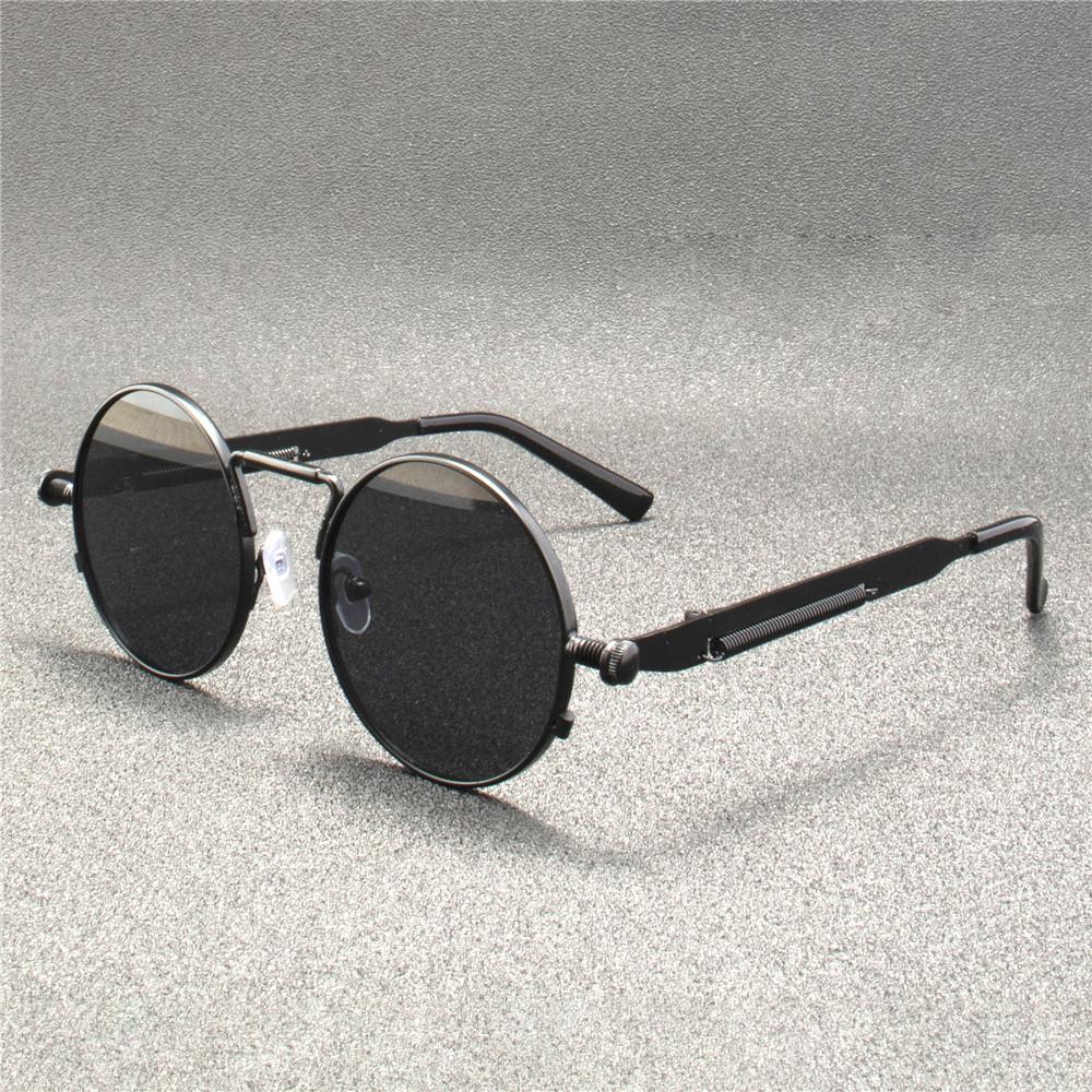 3PCS Vintage Punk Style Sunglasses Men Retro Round Metal Frame Women Sun Glasses Fashion Eyewear Mujer