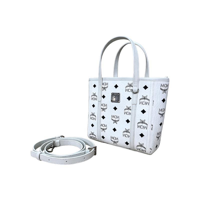 MCM Toni Visetos Printed Pattern Handbag Tote White MWPGSMT02WT001
