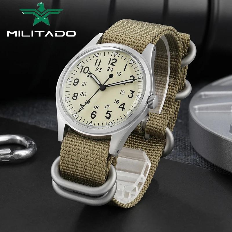 Militado ML07 Кварцевые часы Механизм VH31 Сапфировое стекло Военные часы 100 м Водонепроницаемые Высокопрозрачное AR-покрытие Люминесцентные часы