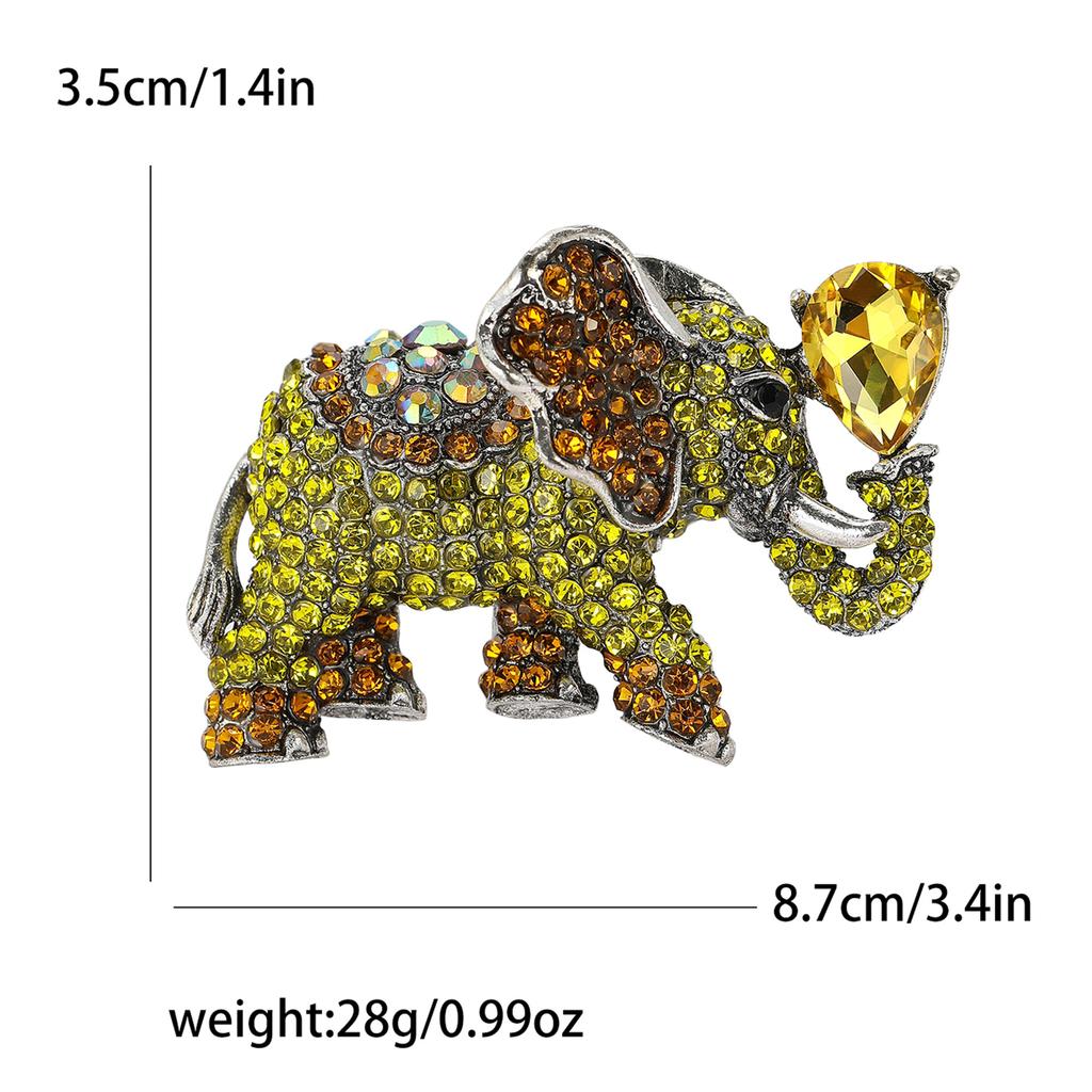 Изысканная универсальная брошь в виде слона со стразами из сплава, креативная легкая роскошная брошь для мужской и женской одежды, ювелирное украшение на булавке