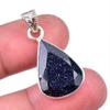 Подарочный кулон из стерлингового серебра 925 пробы с натуральным синим солнечным камнем, размер 1,25 дюйма, A6v15