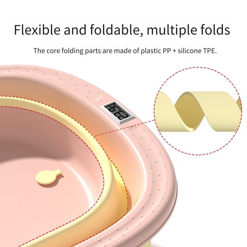 Таз для купания малыша Ванночка для ребенка Складная с датчиком температуры Сидя и лежа Большой размер Ведро для купания новорожденного