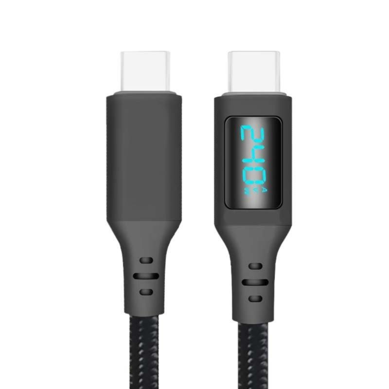 240 Вт USB C на USB C Кабель Быстрая Зарядка Светодиодный Дисплей Плетеный Нейлон для Телефона 15 и Другой Электроники Блок Питания
