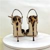 Fashion 12cm Sexy Leopard Stripe Sandals Female Leopard Print Gladiator Sandals Ankle High Heels Sexy Parties Shoes