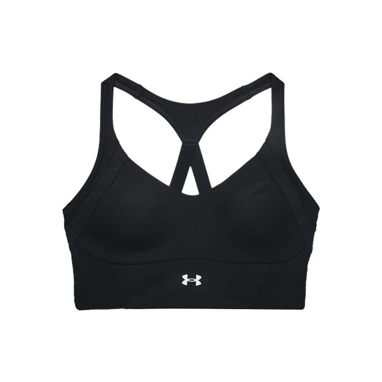 Under Armour Infinity Rib Solid Training Mid-Intensity Sports Bra Women Underwear Black 1365772-001