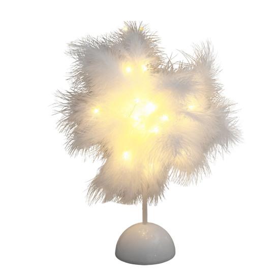 Yousheng Feather Night Light Table Lamp LED Romantic Bedside Lamp for Girls Room Wedding Party Decor Battery Powered Decorative Accent Light for Home