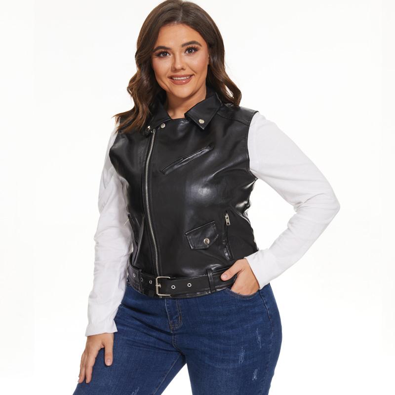 Women PU Leather Waistcoat Motorcycle Vest Coat Sleeveless Vests