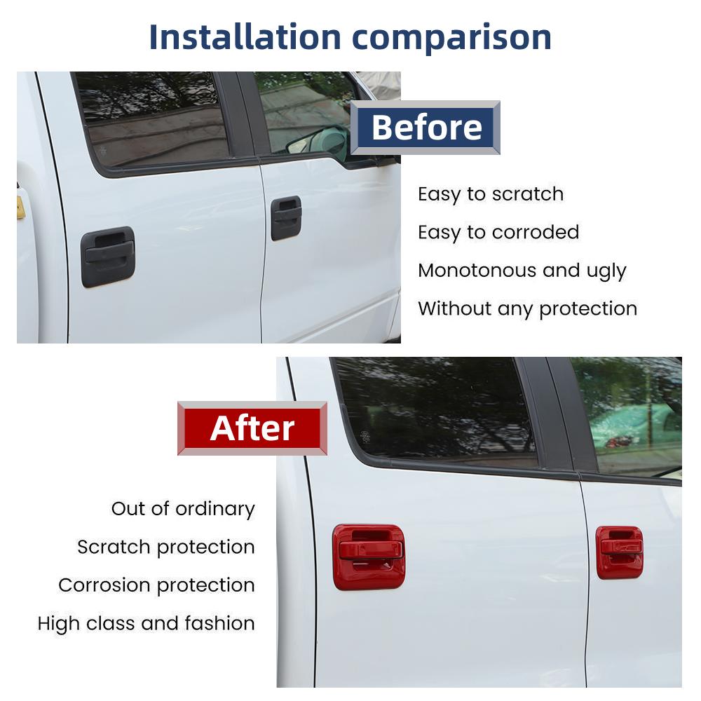 For 2004-2013 2014 Ford F150 F-150 Crew Cab Door Handle COVERS W/KP RED 4 Packs