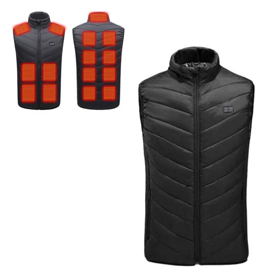 Men Heated Puffer Vest USB Electric Graphite Heating Windproof Thermal Waistcoat Winter Outdoor Activities Down Cotton Vest Coat