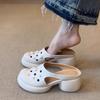 Spot Version~ Fashion New Hollow Niche Design Thick Sole Heightening Hole Shoes Cool Slippers Medium Heel Bag Head Slippers