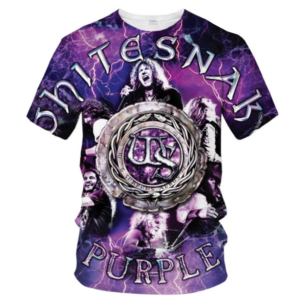 Летний топ с круглым вырезом и 3D-принтом Whitesnake, модные и повседневные футболки с короткими рукавами для мужчин и мальчиков