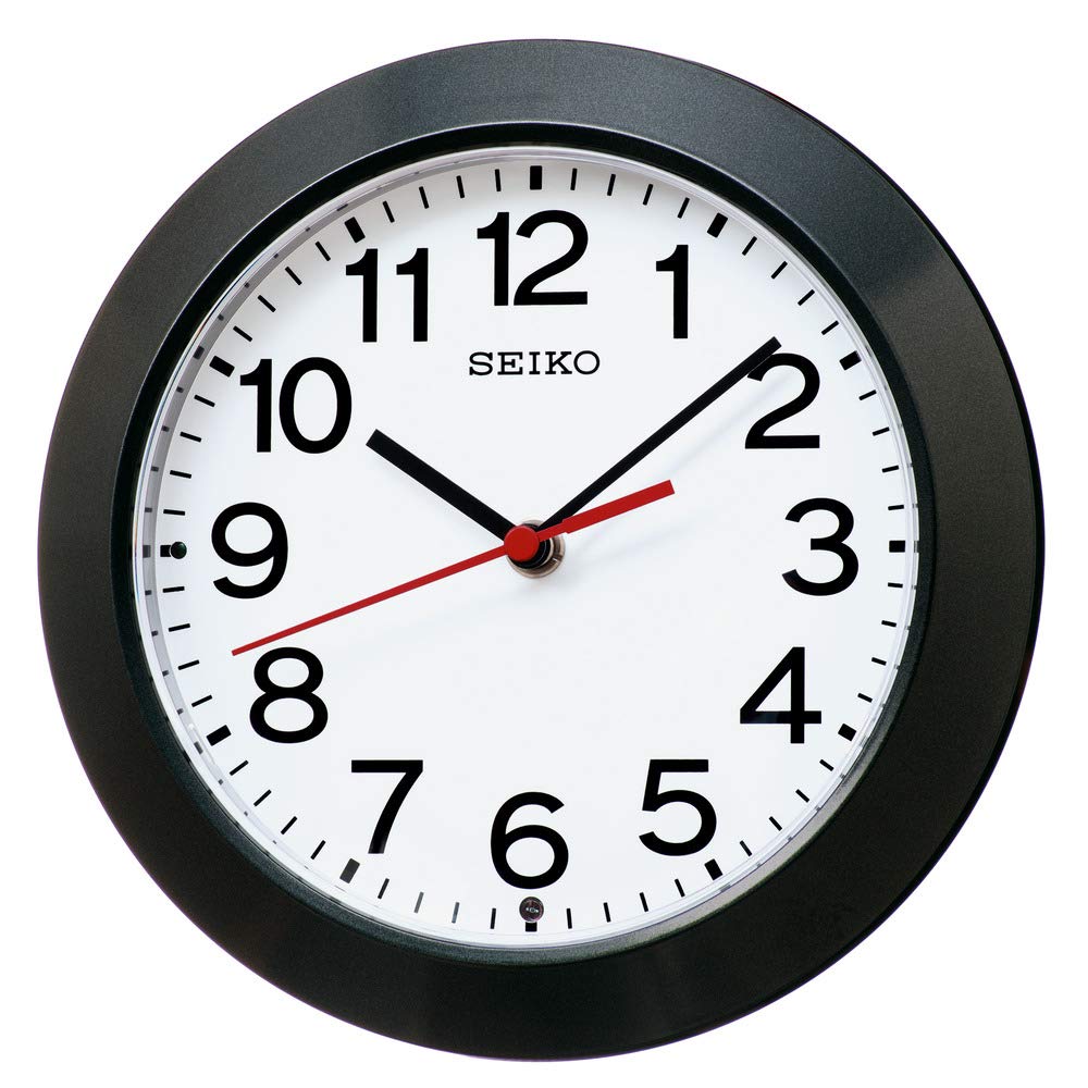 Seiko Часы Настенные Радио Черный Корпус Диаметр KX241K Часы/Настольные Часы, Управляемые, Аналоговые, Металлические,