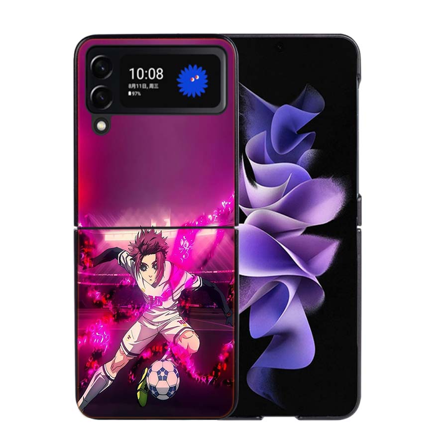 Blue Lock Anime Phone Case For Samsung Z Flip 7 6 5G Galaxy Z Flip4 Z Flip5 Z Flip3 Coque Black Hard PC Shell Protective Cover