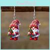 Женские акриловые серьги на рождественскую тематику Санта-Клаус с узором «Дерево»
