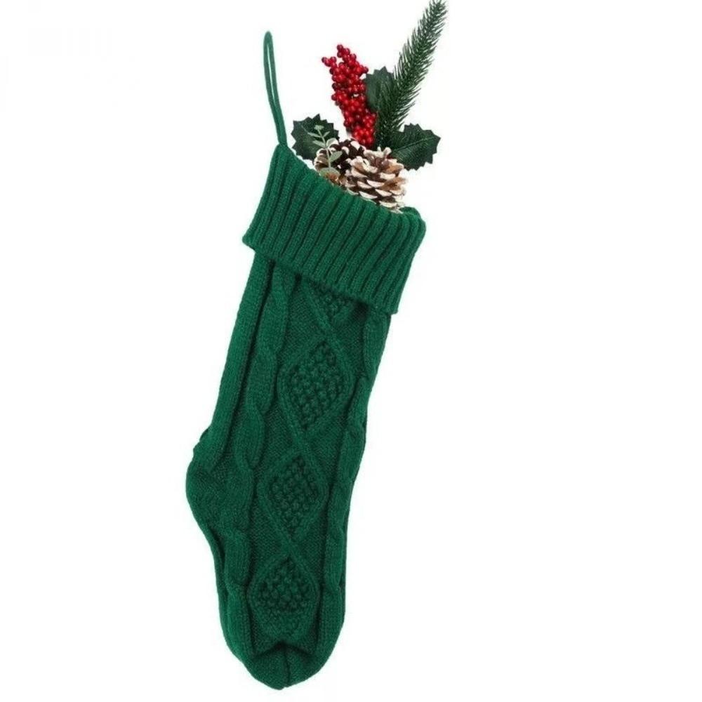 Large Size Christmas Stockings Cable Knitted Texture Hanging Loop Design Holiday Stocking Decor 18 Inches Length