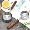 Мерные чашки из нержавеющей стали с деревянной ручкой, мерная ложка для кофейных зерен, градуированная мерная ложка для приготовления пищи, выпечки, еды для собак и кошек
