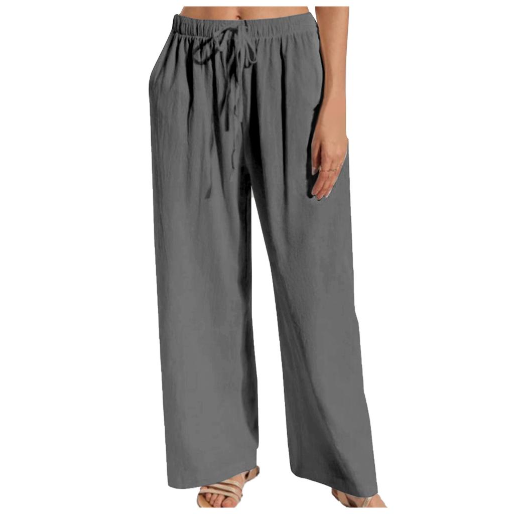 Модные женские однотонные свободные и удобные карманные брюки для отдыха
