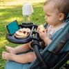Легкий пластиковый поднос для еды для колясок. Легкая установка, быстрая очистка. Универсальный поддон для коляски с держателем для чашки и телефона.