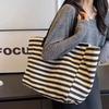 Canvas Bag Women's Large-capacity Tote Bag Bag 2025 New Striped Shoulder Mommy Tot