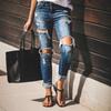 Серия европейских и американских рваных эластичных узких джинсов Skinny Осень/Зима 2019