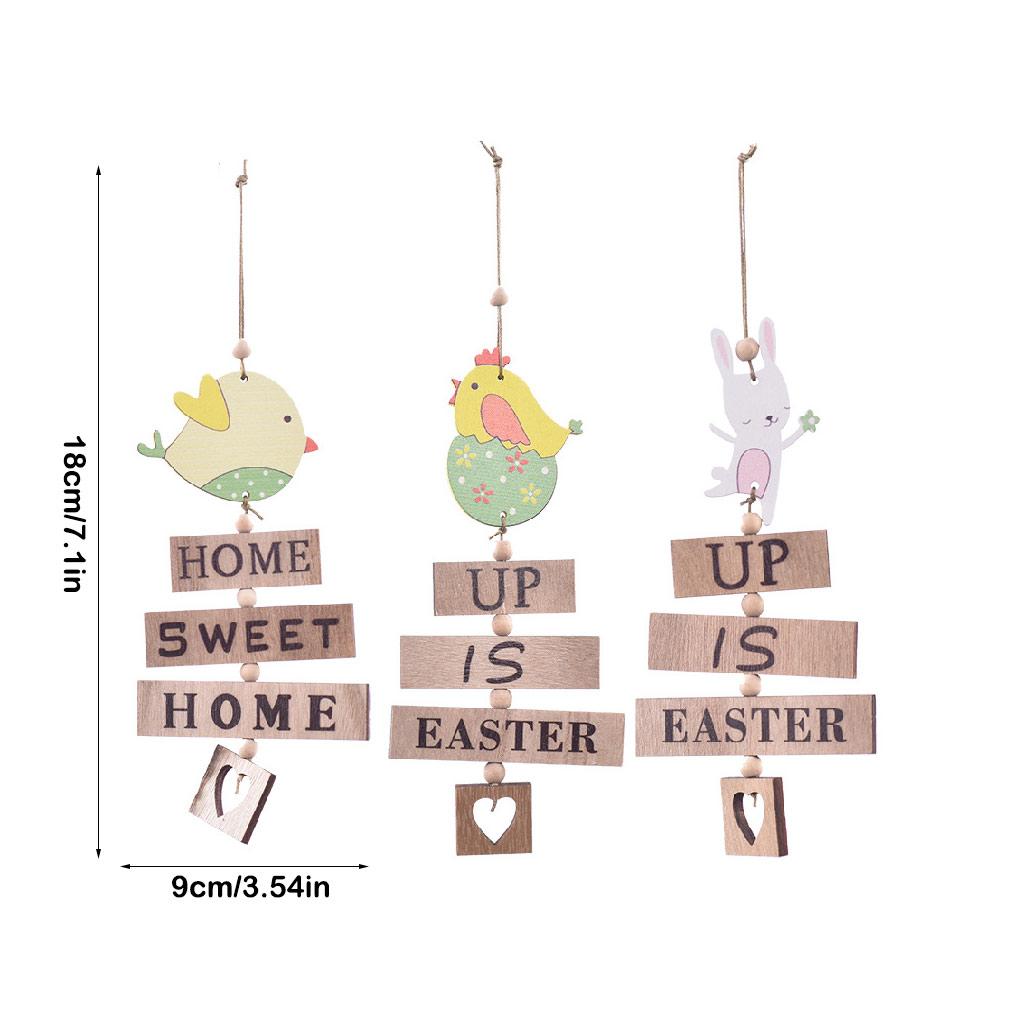 3Pcs Easter Wood Hanging Ornament Painted Bird House Shape Pendant Home Banquet Decor Kids Party Crafts Supplies