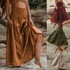 2025 Women's Bohemian Solid Color Long Skirt with Pockets, Two-Way Wrap Style