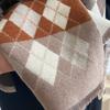 British Vintage Neutral College Style Plaid Rhombus Imitation Cashmere Scarf Tassel Premium Beige Student Large Shawl