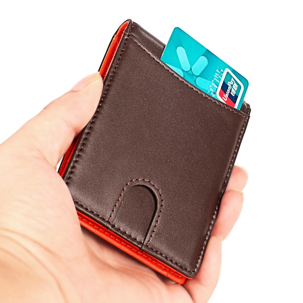 Тонкий мужской кошелек из натуральной кожи с RFID-защитой, минималистичный зажим для денег USD, ультратонкий бумажник, держатель для кредитных карт для мужчин, для ежедневного использования
