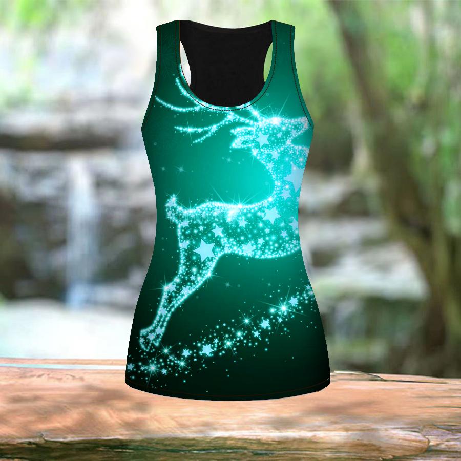 Женские летние спортивные рубашки с 3D кристаллическим принтом оленя для занятий йогой и тренажерным залом, жилеты больших размеров