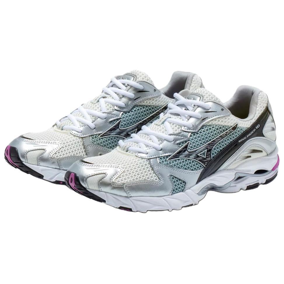 Mizuno Wave Rider 10 Удобные Прочные Сбалансированные Повседневные Беговые Кроссовки Унисекс Белые Серые Черные D1GA210418