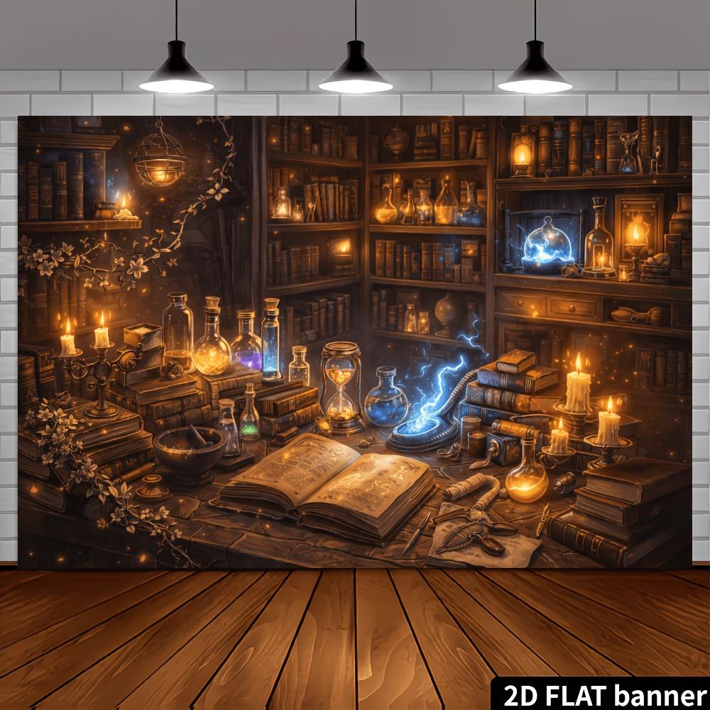 2D planar magic theme party banner background, made of polyester material
