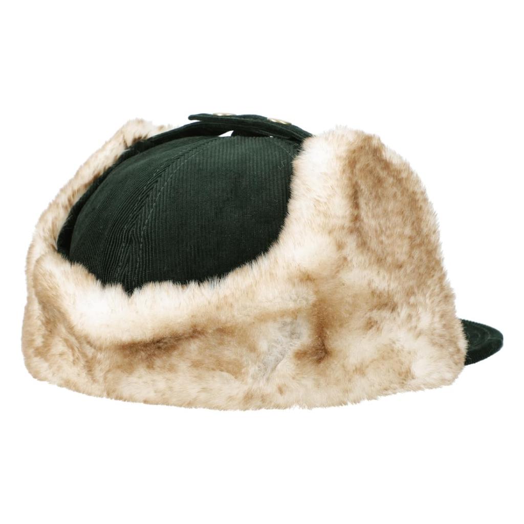 Basic Enchi Corduroy Flap Pilot Cap with Flap Earmuffs and One Size Fits Black Cap, Fur, 2-Way Hat, All, Men's, Women's,
