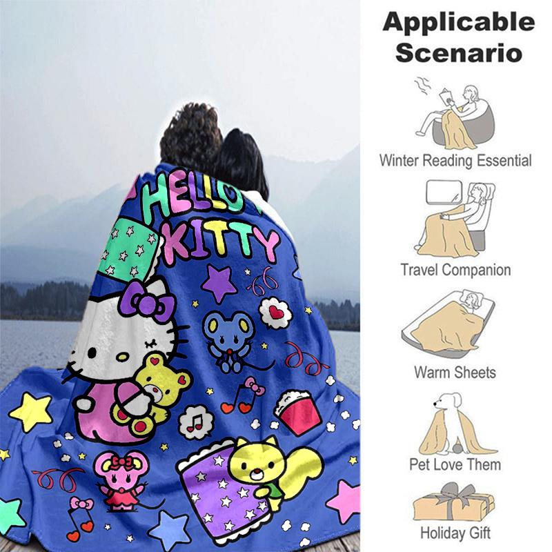 1pc Hello Kitty and Friends Blanket Soft Warm Bedding Throw Coverlet for Room Decor, Living Room, Travel, Camping, Car Blankets, Beach, Office Naps, G