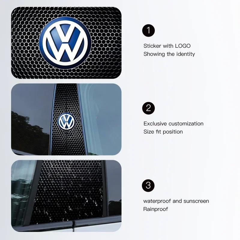 OBTLU1 2Pcs Car Center Pillar Stickers B-Pillar Decorative Decals For VW Atlas Jetta Touareg Variant Golf Polo GTI Taos Nivus Passat Ti