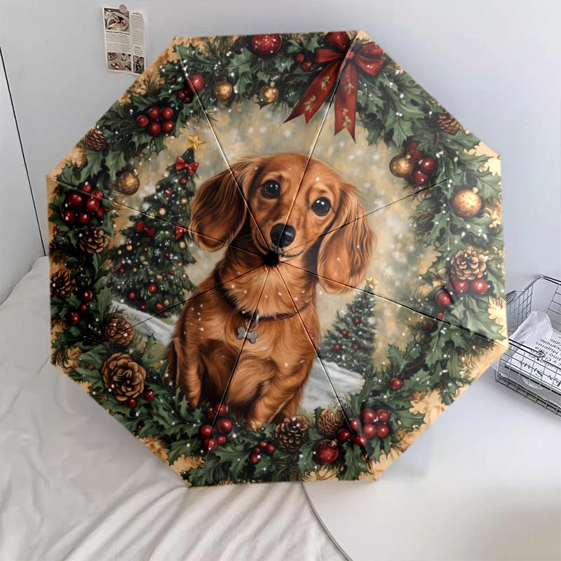 Узор с таксами, автоматический складной зонт, портативная и складная конструкция, 8 спиц, рождественский или день рождения подарок.