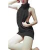 Women Sexy Backless Sleeveless Turtleneck Pullover Knit Sweater Cosplay Dress