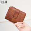 RFID Anti-Theft Ladies' Leather Trifold Wallet with Multi-Card Slots - Retro European and American Style