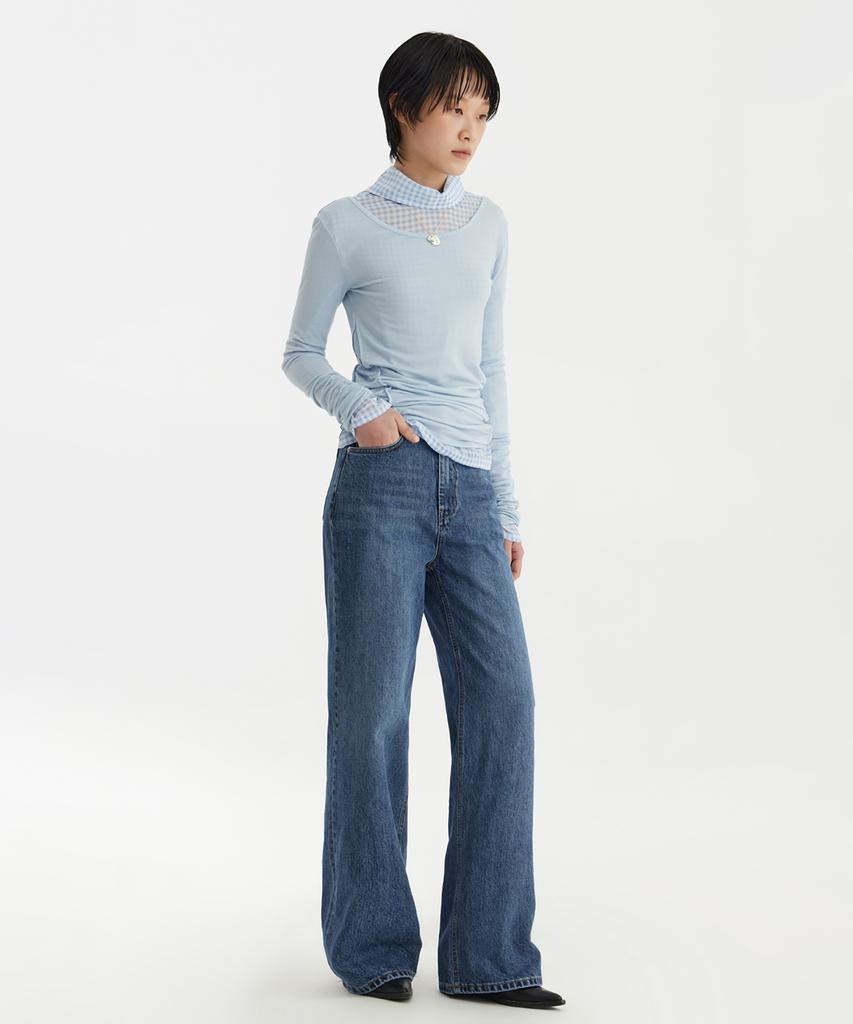 YOUTH Wide Denim Pants (W) - Medium Blue