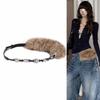 PU Leather Leather Fur Belt Spicy Girl Style Y2K Waistband Simple Plush Belt  Female/Girls