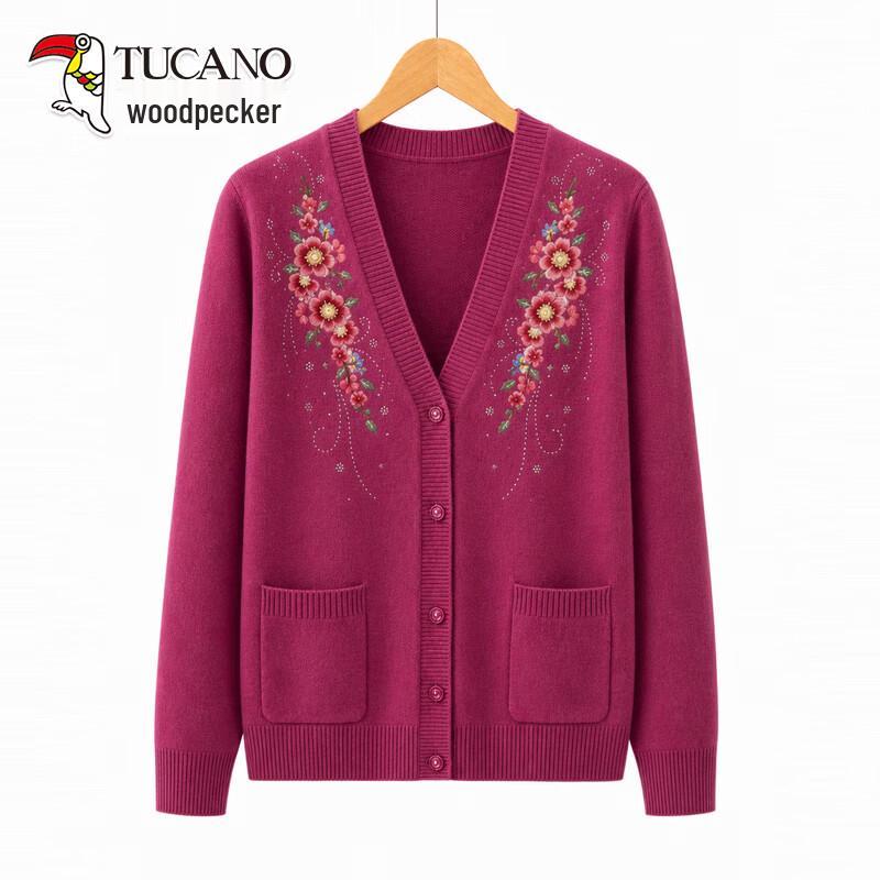 TUCANO Women's Elderly Warm Knitted V-Neck Cardigan