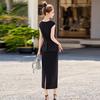 Французское платье в стиле Хепберн женское летнее легкое роскошное чувство дизайна темперамент знаменитости стройнящее и тонкое юбка с имитацией двух частей