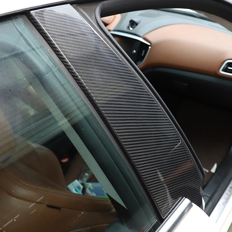 For Maserati Ghibli 2014-2012 Real Carbon Fiber Door B-Pillar Window Center Decorative Cover Trim Stickers Car Accessories