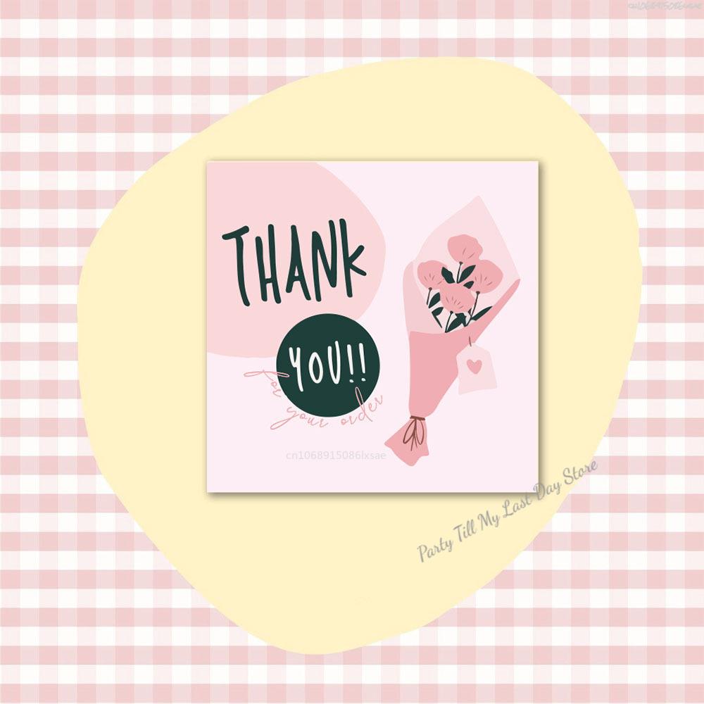 50pcs/Pack Mini Flower Thank You Cards for Gift Box Package Holiday Cards Bakery Flower Shop Small Businesses Decor Cards