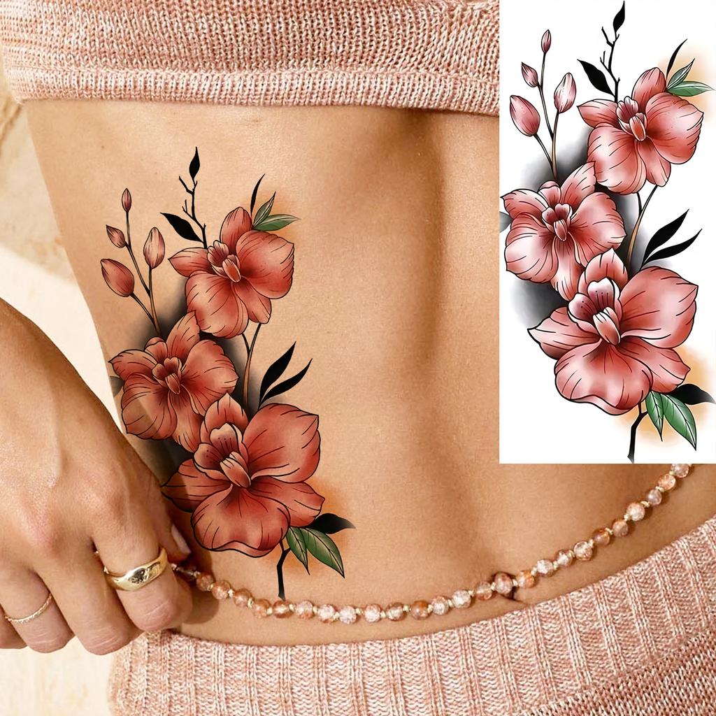 1 Sheet Rose Butterfly Phoenix Temporary Tattoo For Adult Hand Waist, Fake Tatoo Sticker Waterproof Long Lasting Realistic Tatoo