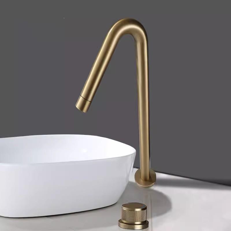 Tuqiu смеситель для ванной комнаты латунный широко расставленный щеткой золотой смеситель для раковины латунный смеситель для раковины 2 отверстия для горячей и холодной воды кран для воды