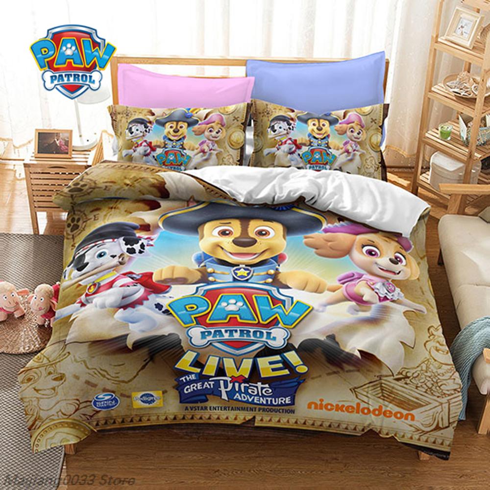 Paw Patrol Bedding Set 3Pcs Duvet Cover Chase Marshall Skye Rubble Rocky Zuma Everest Ryder Kids Boys Girls Gift