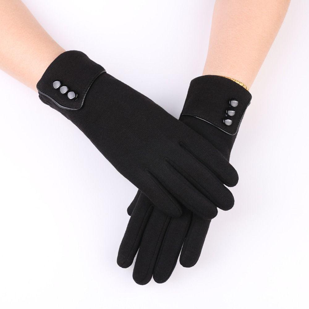 Simple Velvet Gloves Five Finger Cycling Driving Gloves Full Finger Mittens  Girls